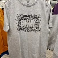 [S] DKNY MEN'S LOGO CLUSTER T-SHIRT,HEATHER GREY, M3211420-HGR (SD828)