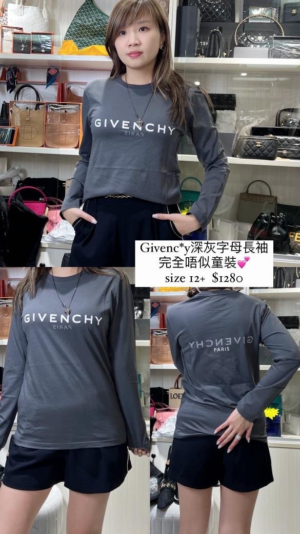 GIVENCHY深灰字母長袖 -M