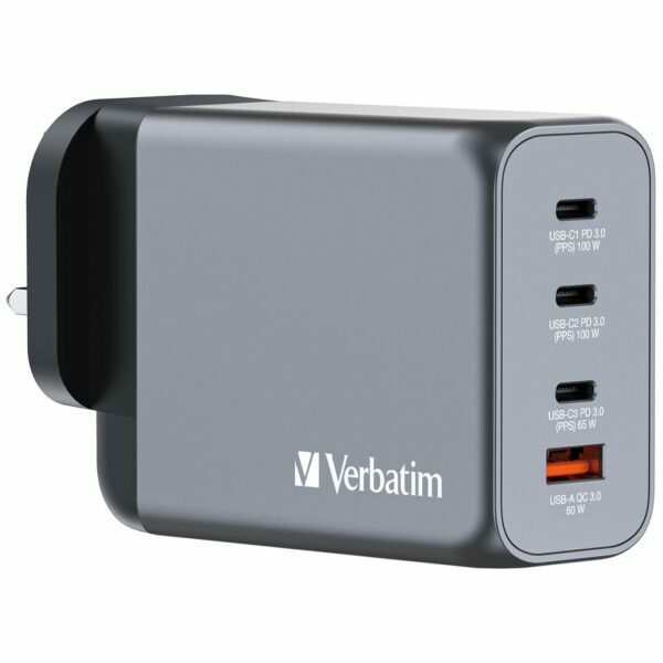 Verbatim 4 Port 200W PD 3.0 & QC 3.0 Gan Charger (UK Plug) (GNC-200U) 32210
