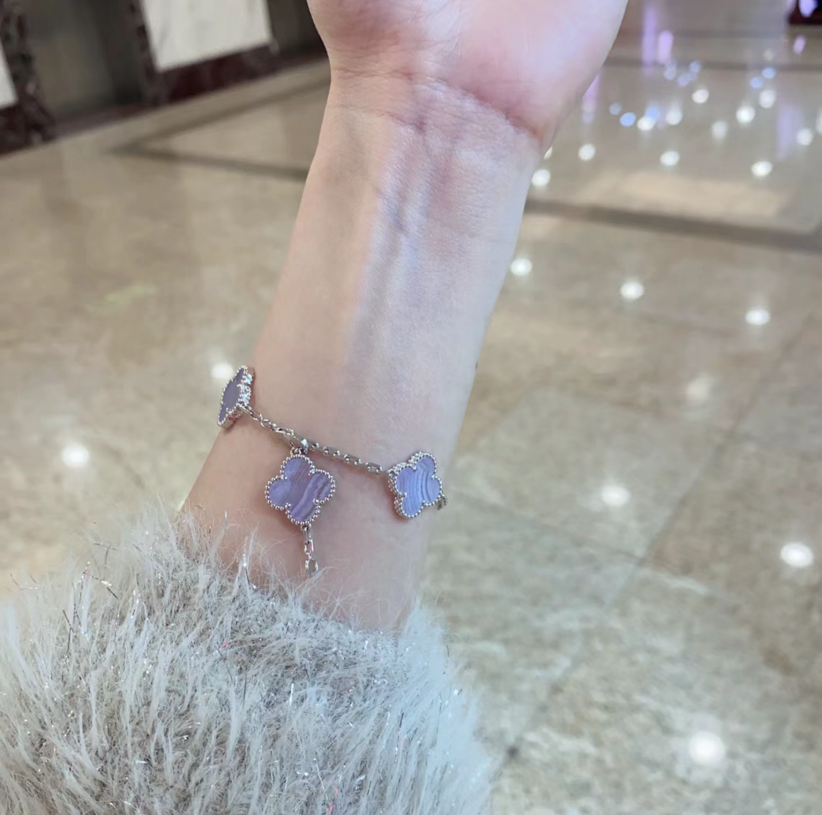 18k 紫玉髓四葉草高奢定製手鍊系列