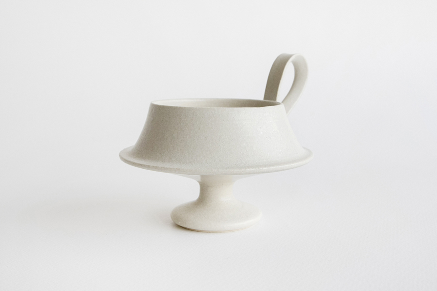 竹口要-Candelero附腳燭台碗 高 象牙色