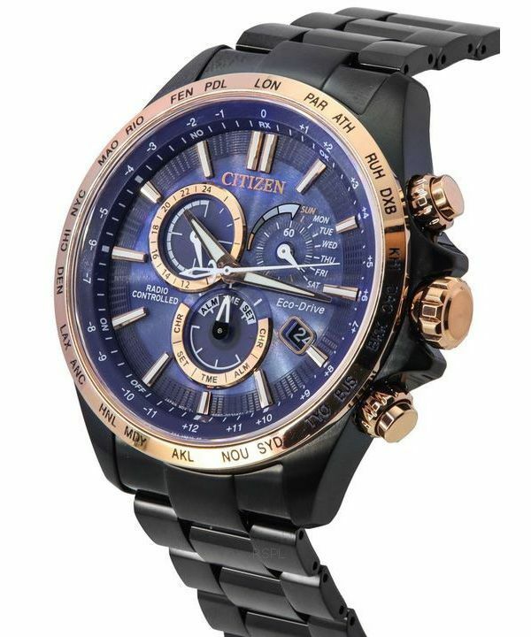 萬年鐘錶 - Citizen 星辰錶  夜空藍限定世界時間電波對時不鏽鋼男錶  CB5956-89L  錶徑45MM