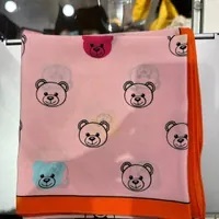 [S] MOSCHINO Q003525D0M2668001 ALLOVER COLORFUL HEAD TEDDYBEAR SCARF,WHITE/ORANGE, 8057143089012 (SM775)
