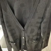 [S] KARL LAGERFELD LUREX LOGO CARDIGAN,BLACK/BLACK, L3ZSY771-BBL [FINAL SALE] (SKL894)