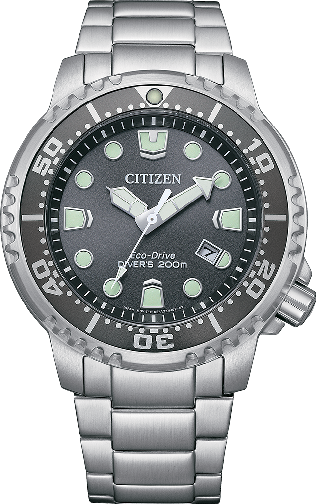 萬年鐘錶 - Citizen 星辰錶  海洋生態珠光灰光動能潛水男錶 BN0167-50H 錶徑44MM