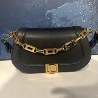 [S] KARL LAGERFELD LH3EC5CF DOUBLE HANDLE SMALL SADDLE CROSSBODY,BLACK/GOLD, 196788770058 (SKL900)
