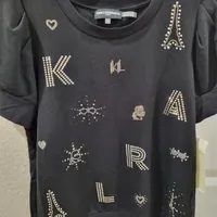 [S] KARL LAGERFELD WHIMSY SPARKLE EMBELLISHED TOP,BLACK, L3JH7877-BLK [FINAL SALE] (SKL903)