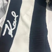 [S] KARL LAGERFELD L3KS9060 RUGBY STRIPE SCARF,SOFT WHITE, 196788772663 (SKL909)