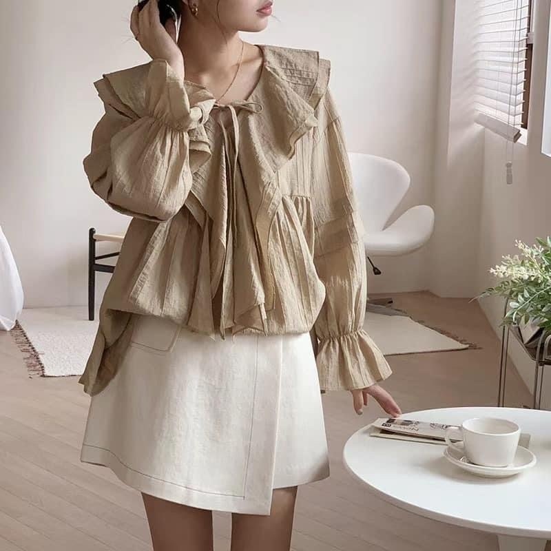 🇰🇷韓國雙層荷葉翻領上衣