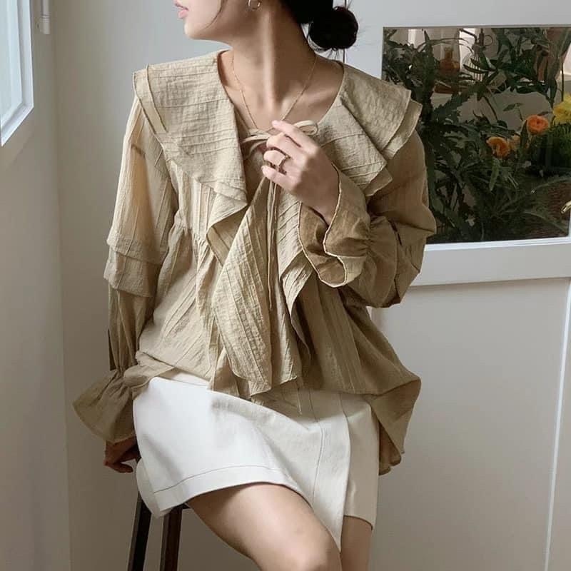 🇰🇷韓國雙層荷葉翻領上衣