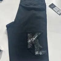 [S] KARL LAGERFELD MONOGRAM VARSITY PATCH BIKER SHORT,BLACK, L3TVP059-BLK [FINAL SALE] (SKL917)