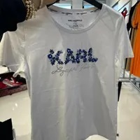 [S] KARL LAGERFELD DAISIES LOGO TEE,WHITE/BLUE, L3WHB067-WBU (SKL924)