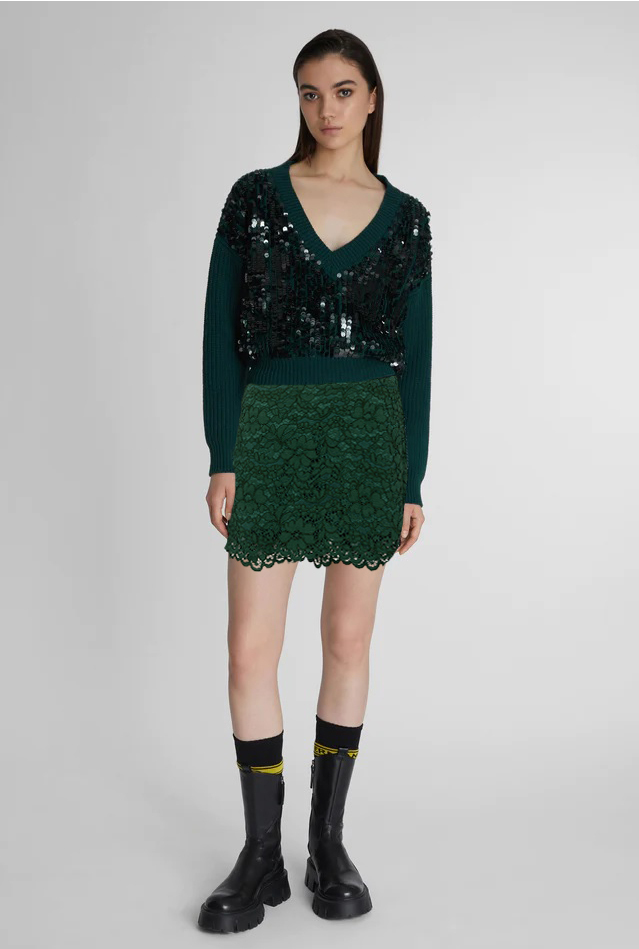 ERMANNO蕾絲短褲裙