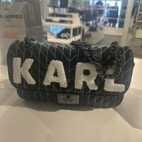 [S] KARL LAGERFELD LH9HB283 AGYNESS SHOULDER BAG,BLACK PATCH, 194775467844 (SKL934)