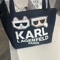 [S] KARL LAGERFELD LH3EG2DE CANNES CANVAS CROSSBODY TOTE,BLACK COMBO 2, 196788751774 (SKL937)
