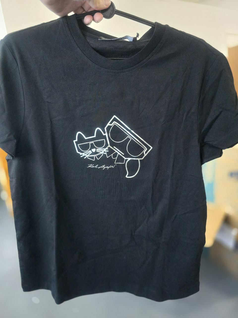 [S] KARL LAGERFELD KOCKTAIL COUPLE FESTIVE TEE,BLACK, 23WW1745-999 [FINAL SALE] (SKL945)