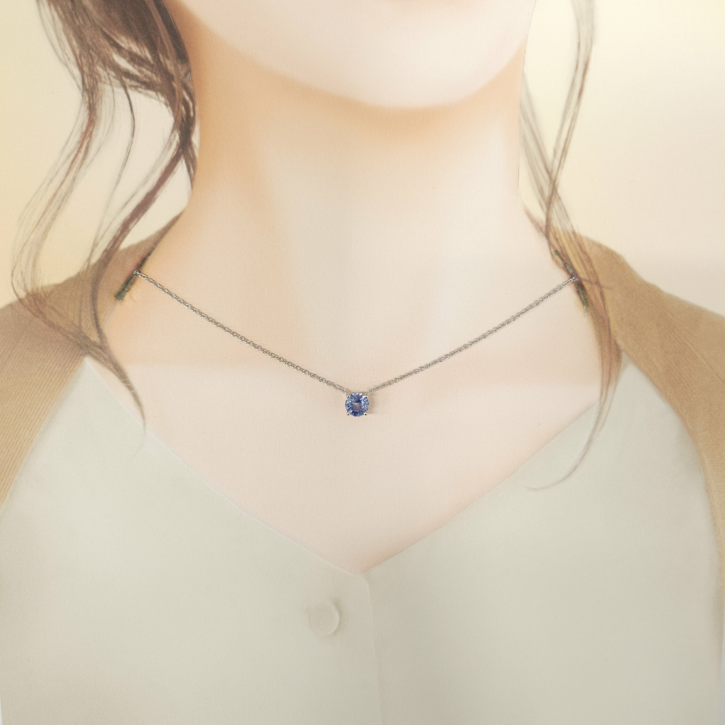 18K White Gold 1.33ct Sapphire and Diamond Necklace