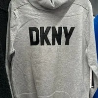 [S] DKNY COTTON NYLON LOGO SWEATER,GREY, E3JSAM13-HTHR/BLK (SD836)