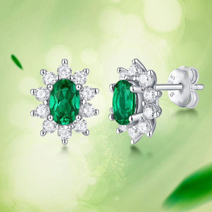 【星辰】蒼蘭-祖母綠耳環