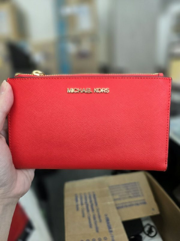 [S] MICHAEL KORS 35F8GTVW0L JET SET TRAVEL LG DOUBLE ZIP WRISTLET LEATHER,DK SANGRIA, 192877686163 (SMK806)