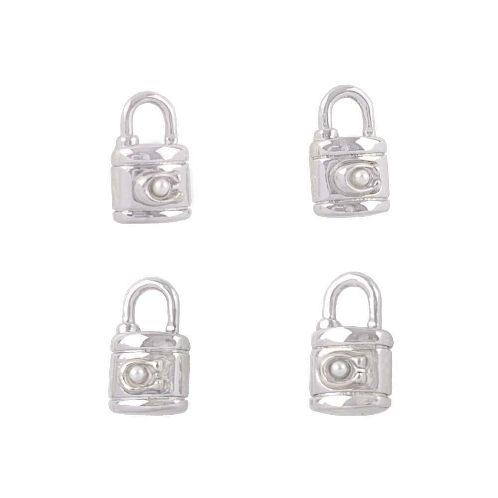 【COACH】玻璃珍珠C Logo/鎖頭/鑰匙造型耳環禮盒組(銀色) CO293 SLV