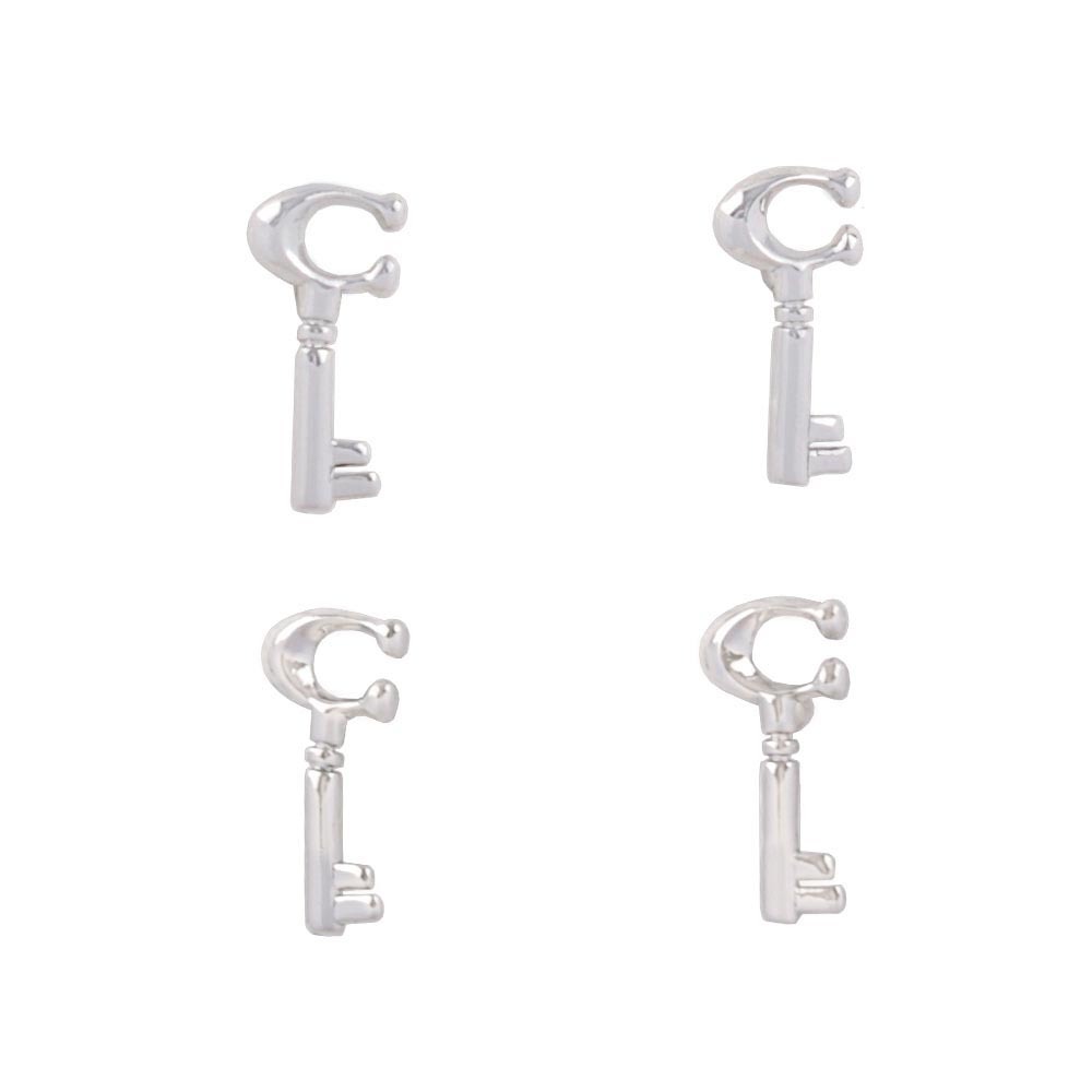 【COACH】玻璃珍珠C Logo/鎖頭/鑰匙造型耳環禮盒組(銀色) CO293 SLV