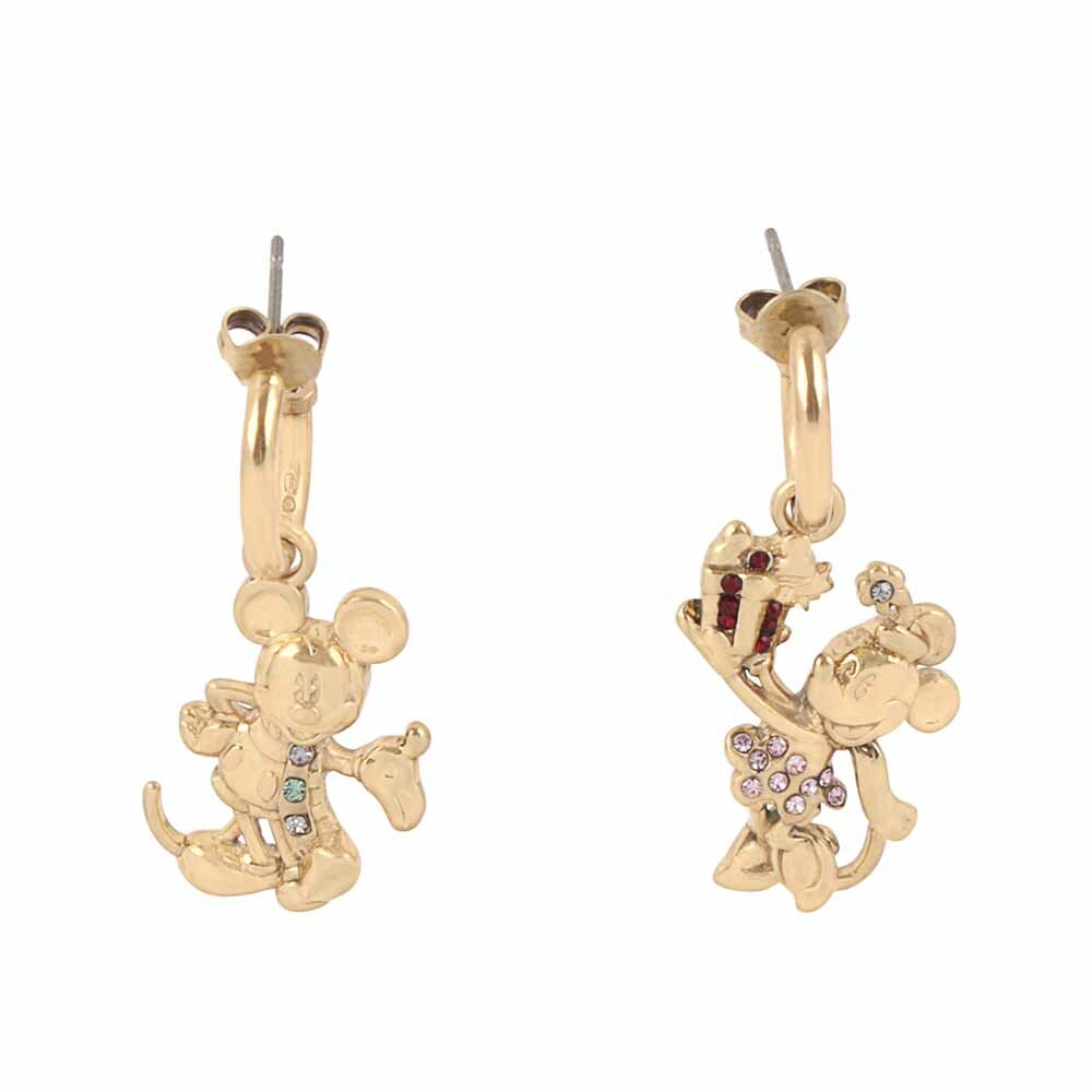 【COACH】Disney X Coach 節日米奇及米妮造型不對稱耳環(金色) CO485 GDMC