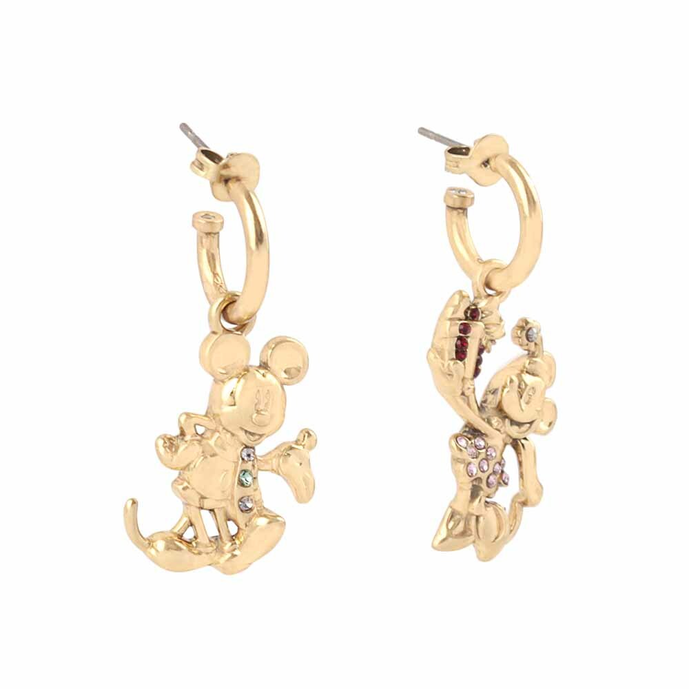 【COACH】Disney X Coach 節日米奇及米妮造型不對稱耳環(金色) CO485 GDMC