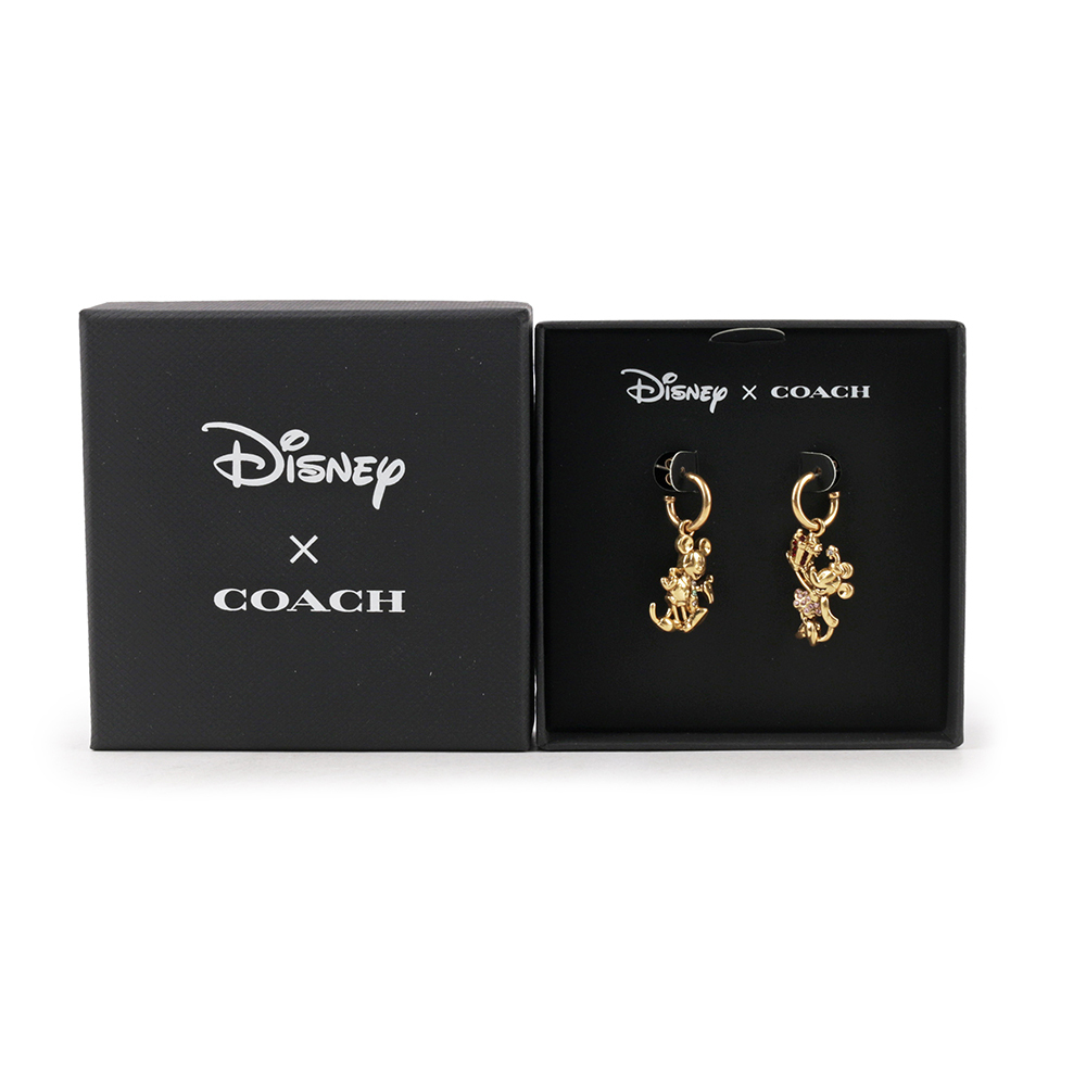 【COACH】Disney X Coach 節日米奇及米妮造型不對稱耳環(金色) CO485 GDMC
