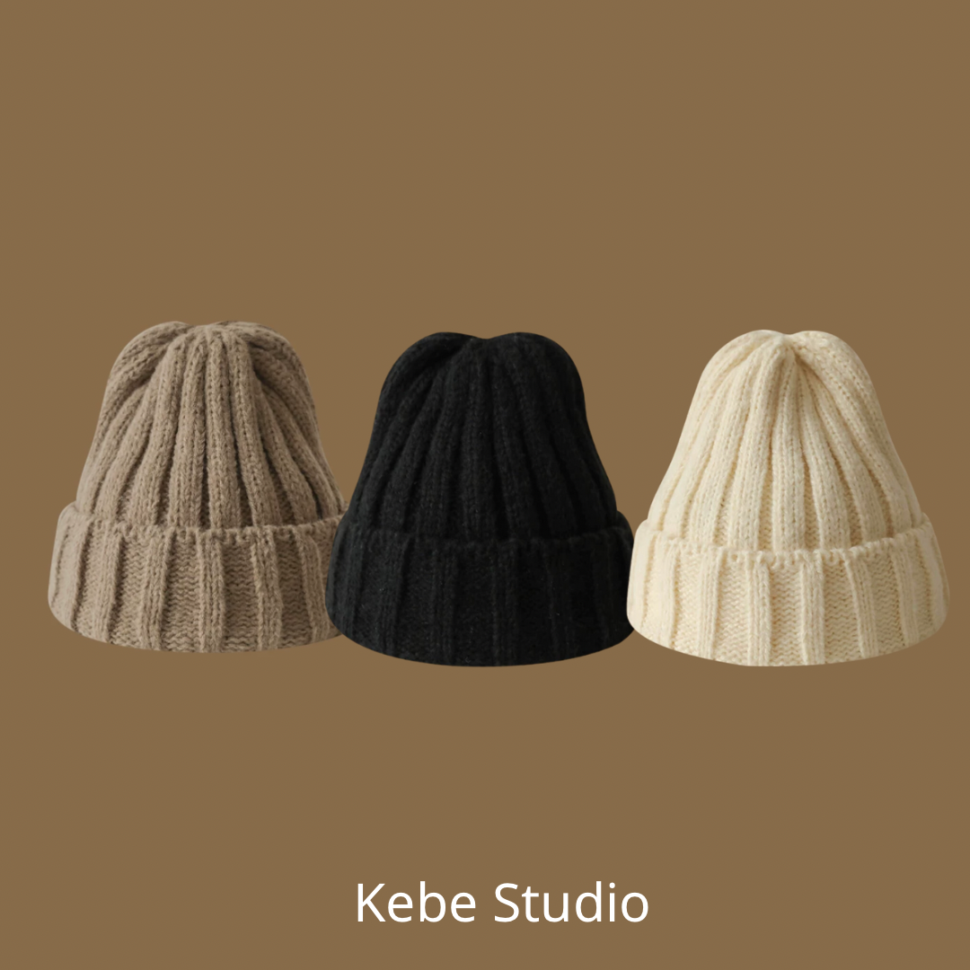 小錐頂素色毛帽