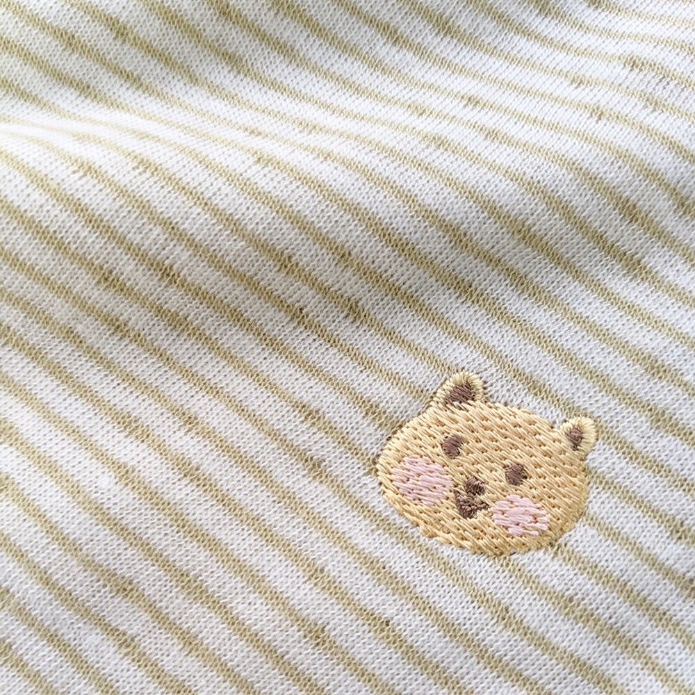 有機棉幼兒雙層彩拉克蘭袖長T-綠條 | 藍天畫布有機棉