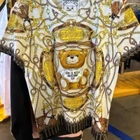 [S] MOSCHINO TEDDY BEAR WITH CHAIN ALLOVER PRINTT-SHIRT,WHITE/BLACK MULTI, EV070255401003 (SM779)