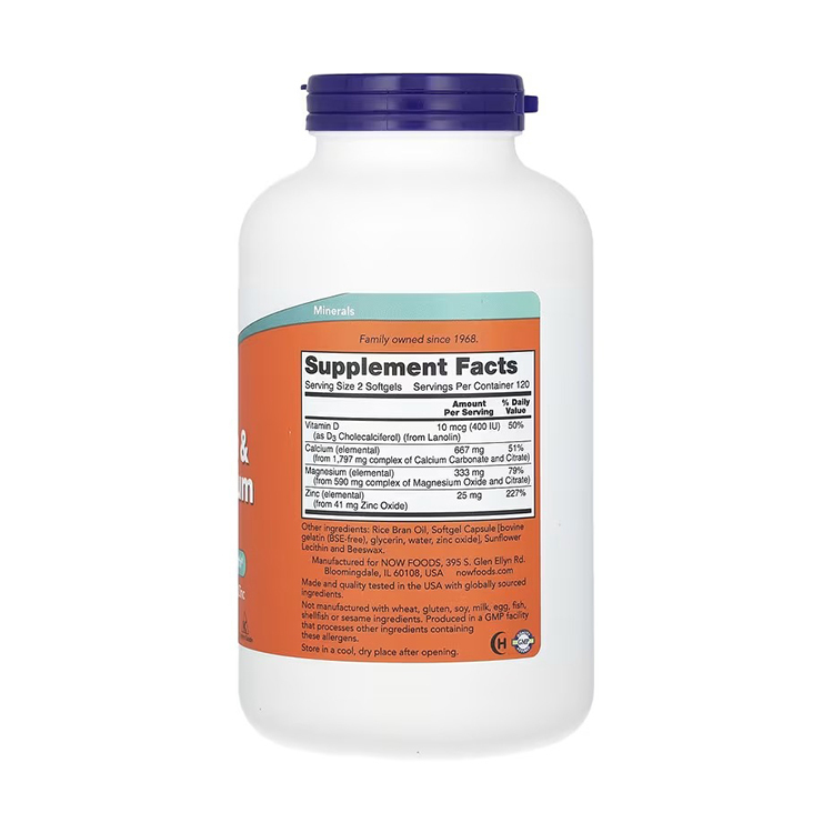 美國Now Foods Calcium 鈣鎂鋅+ D3，240 粒膠囊