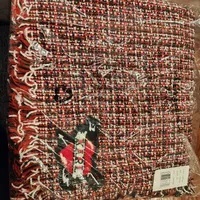 [S] KARL LAGERFELD KARL HEART METALLIC PLAID SCARF,CRIMSON, 196788763616 (SKL946)