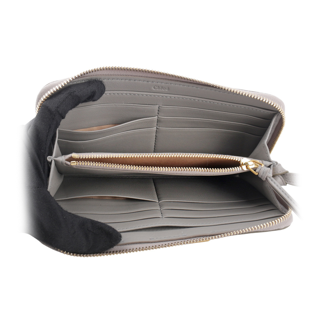 【CHLOE'】Marcie 牛皮ㄇ型拉鍊長夾(羊絨灰) CHC22AP671I31053