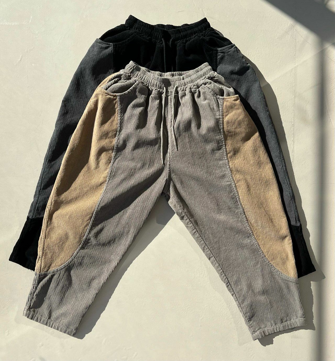 拼色燈心絨鬆身褲(薄抓毛底) PEACOCK-052P