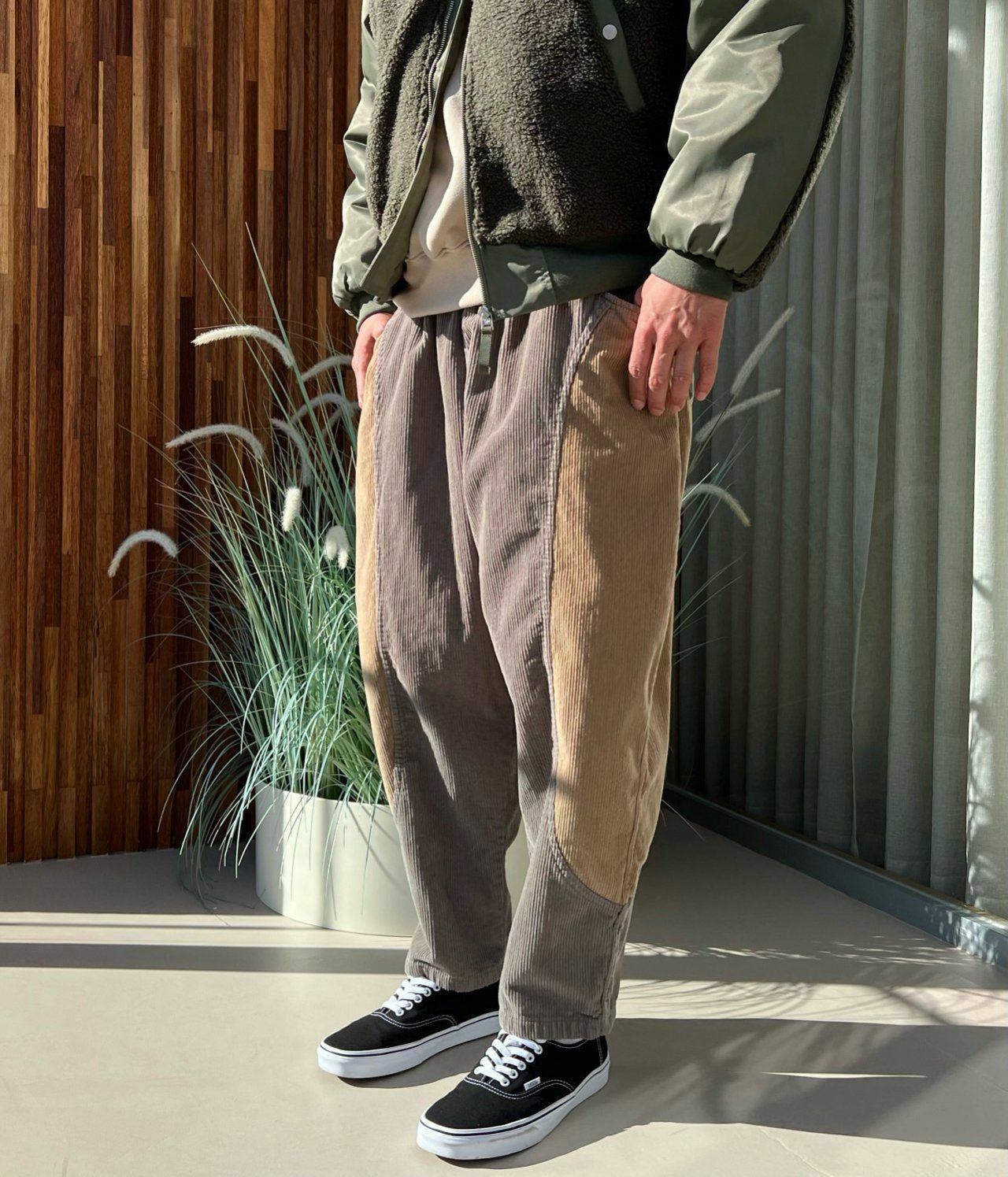 拼色燈心絨鬆身褲(薄抓毛底) PEACOCK-052P