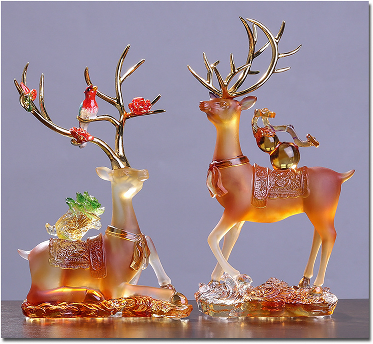 鹿港窯禮品館│琉璃梅花鹿 擺件 招財工藝品 適用於居家辦公室佈置 開業送禮 新屋落成 喬遷祝賀餽贈 最佳選擇