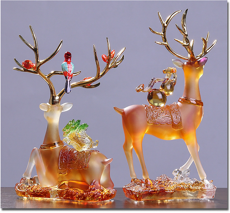 鹿港窯禮品館│琉璃梅花鹿 擺件 招財工藝品 適用於居家辦公室佈置 開業送禮 新屋落成 喬遷祝賀餽贈 最佳選擇