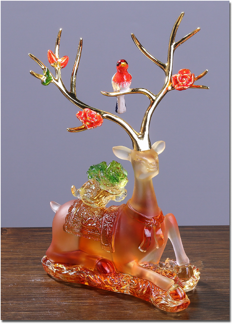 鹿港窯禮品館│琉璃梅花鹿 擺件 招財工藝品 適用於居家辦公室佈置 開業送禮 新屋落成 喬遷祝賀餽贈 最佳選擇