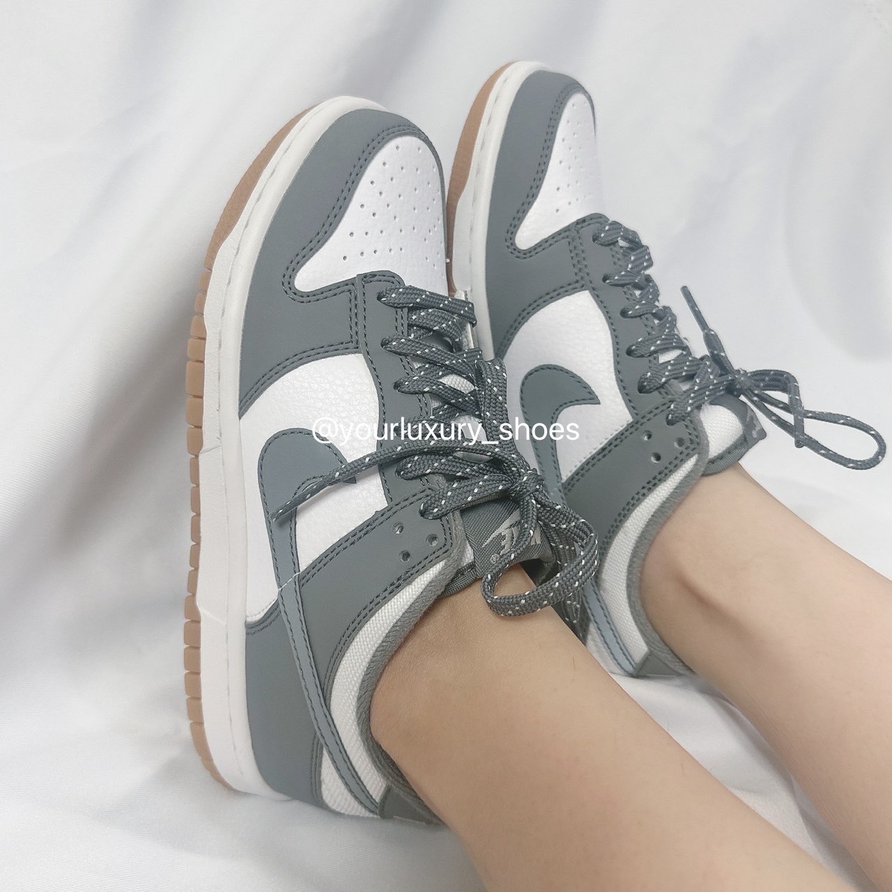 【Luxury】現貨 NIKE DUNK LOW GS 3M 反光 煙灰 灰 皮革 大童鞋 FV0374-100