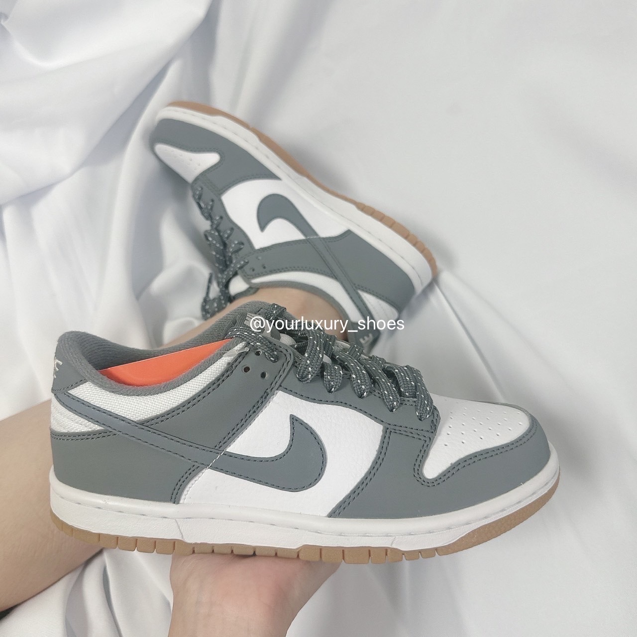 【Luxury】現貨 NIKE DUNK LOW GS 3M 反光 煙灰 灰 皮革 大童鞋 FV0374-100