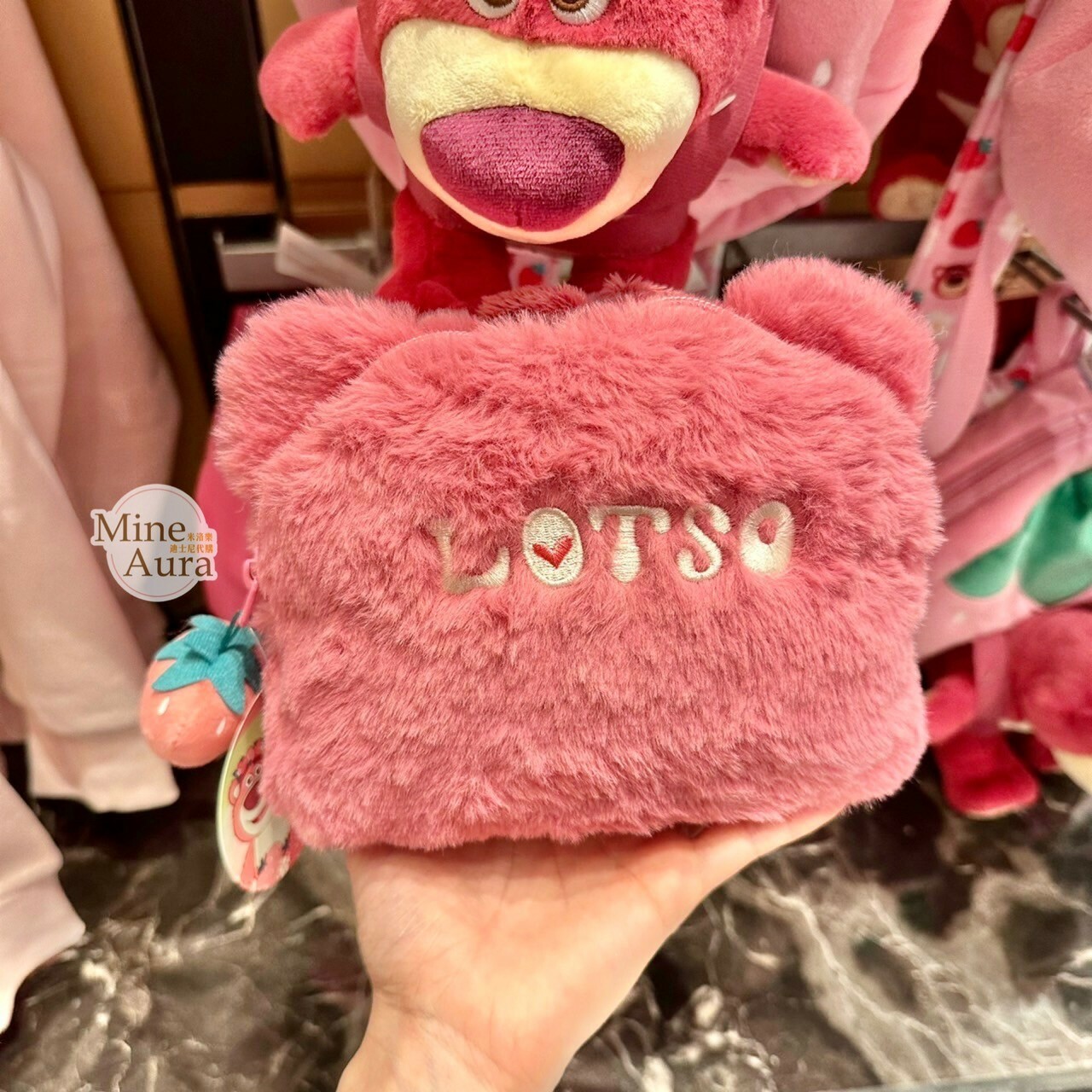 (特價現貨) 熊抱哥 Lotso 大頭 絨毛造型 收納包 化妝包 玩具總動員 Toy Story -香港迪士尼樂園