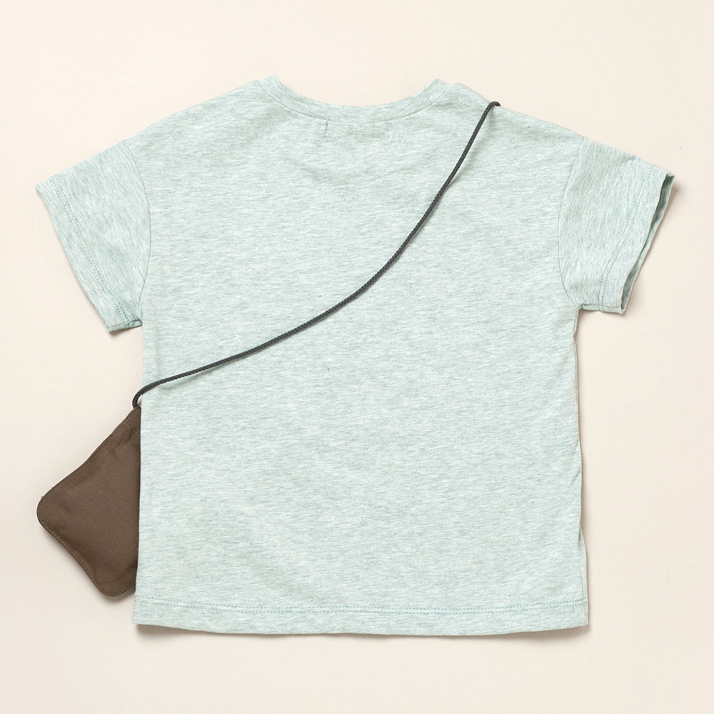 PIPPY 潮酷斜挎包圓領小青蛙刺繡短袖棉質上衣 綠