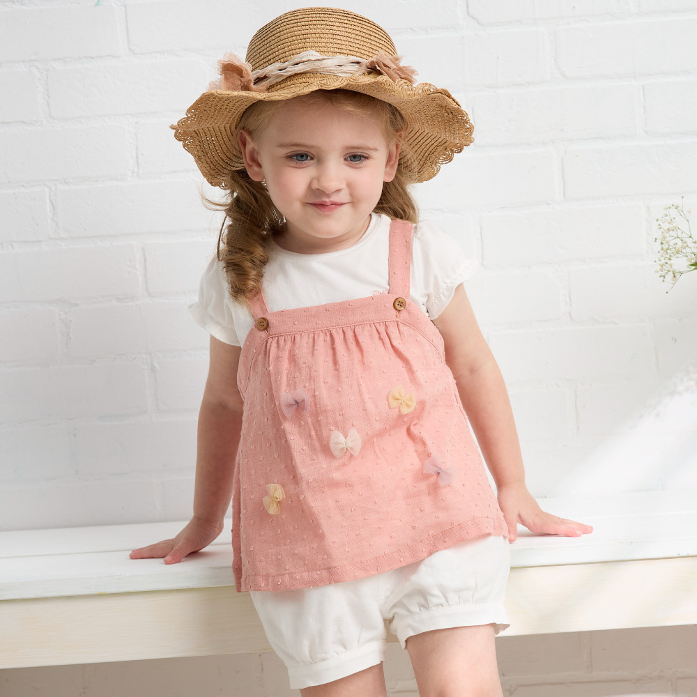 PIPPY 優雅純棉經典刺繡百搭抽縐短褲 米白