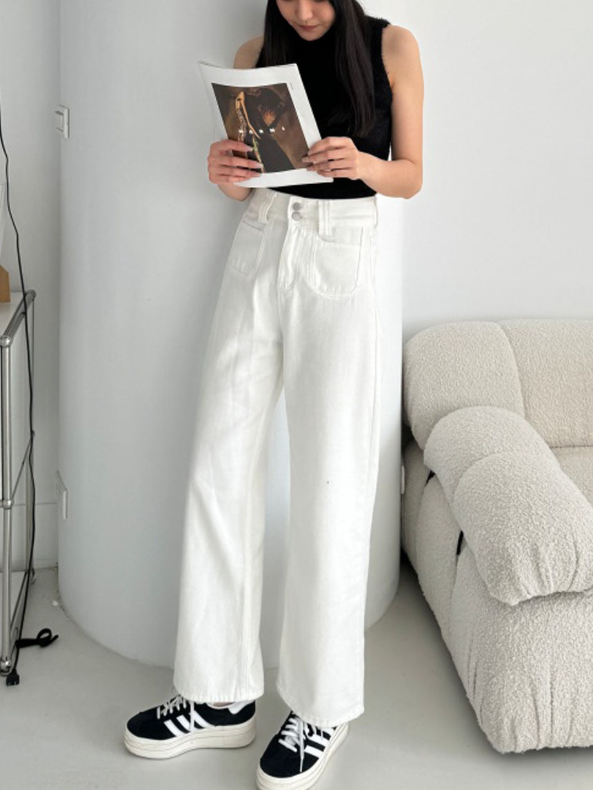 氣質感微寬雙口袋牛仔褲*2色
