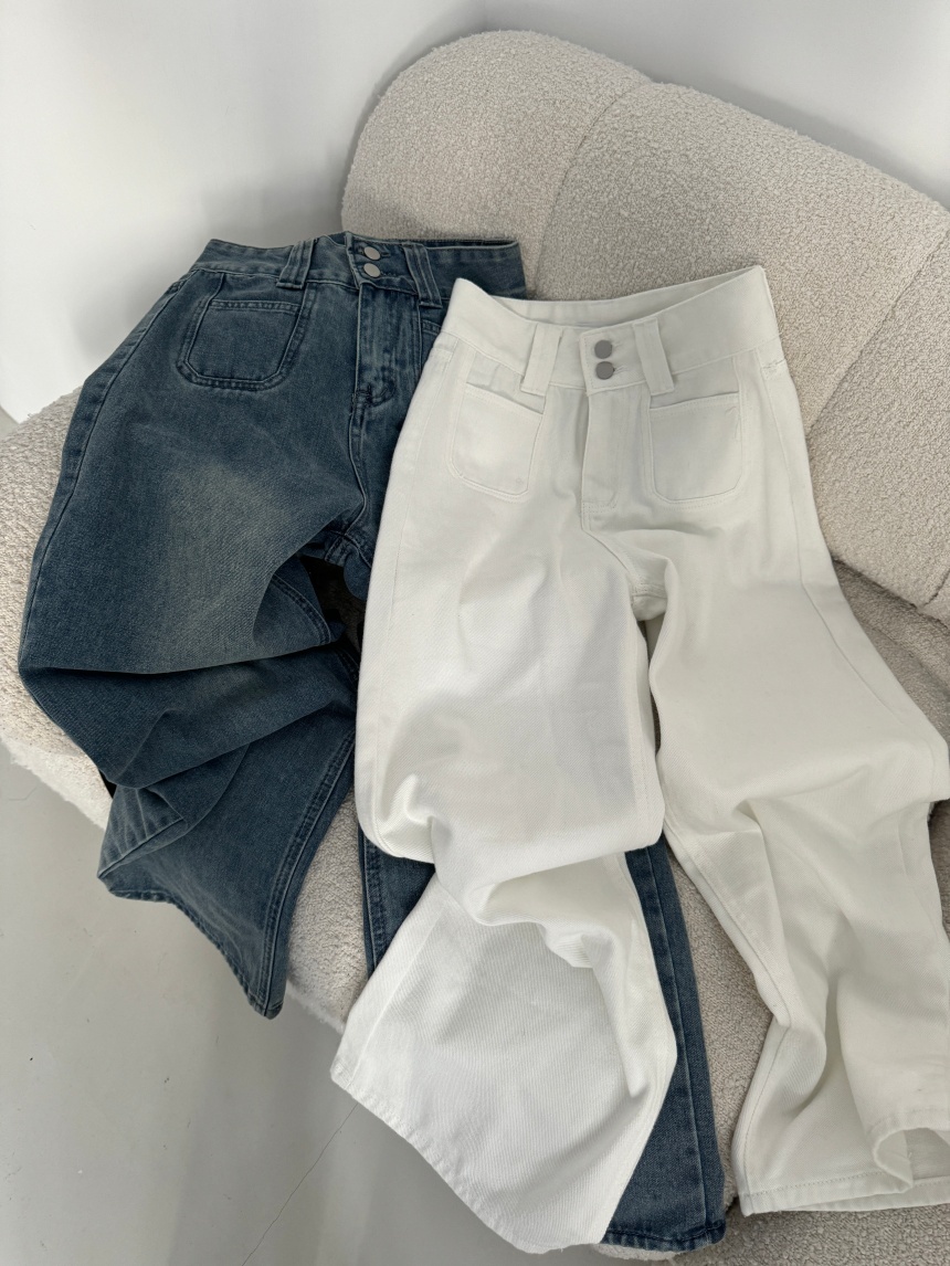 氣質感微寬雙口袋牛仔褲*2色