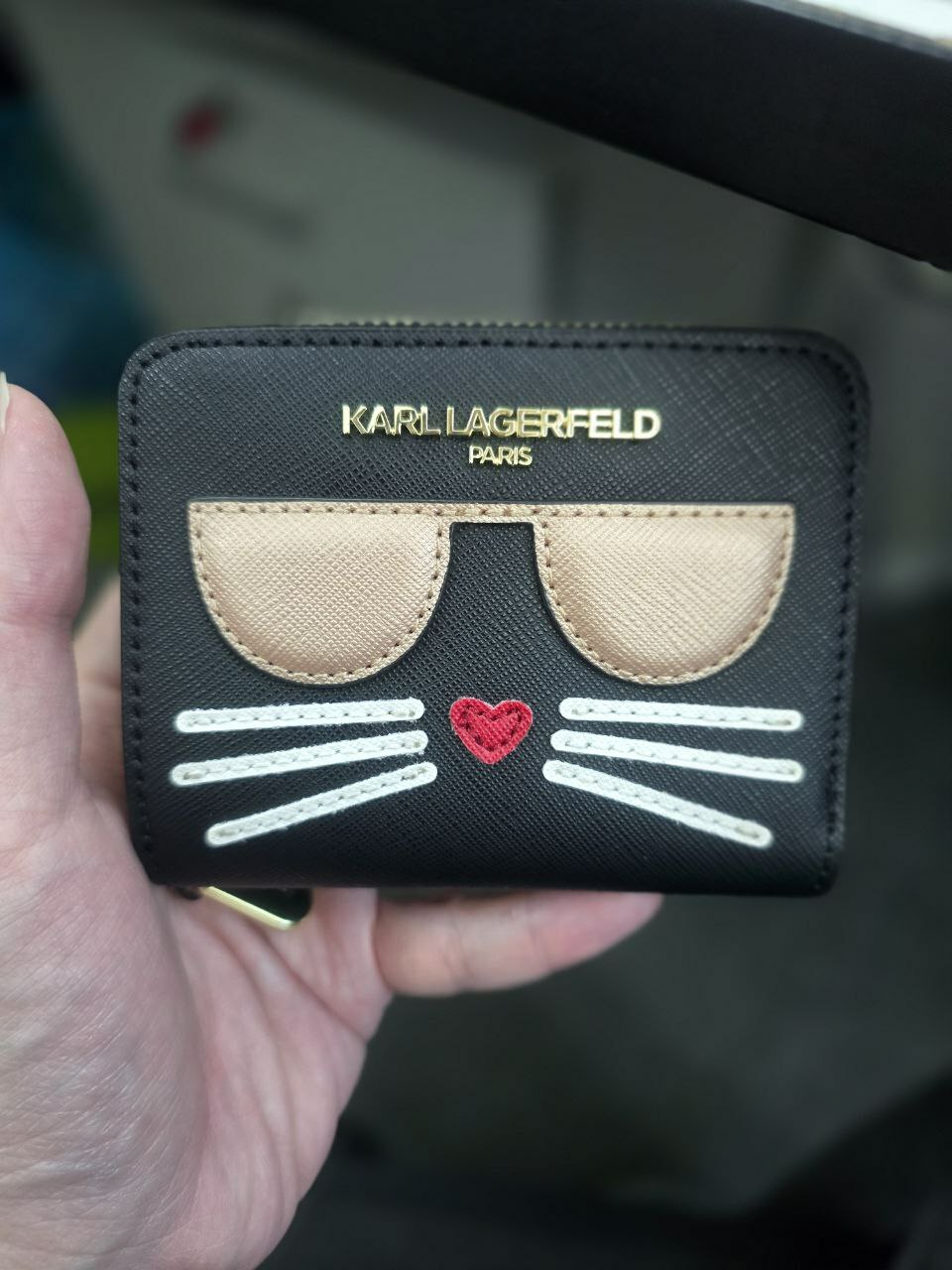 [S] KARL LAGERFELD LH0NU7BG MAYBELLE SLG WALLET,BLACK/GOLD, 194775893650 (SKL949)