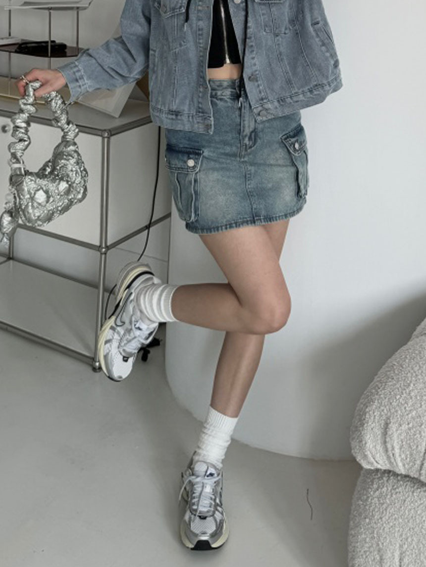 厚磅牛仔工裝裙