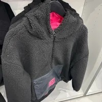 [S] DKNY SHERPA HOODIE WITH KANGAROO POCKET,BLACK, B4360645-BLK (SD860)